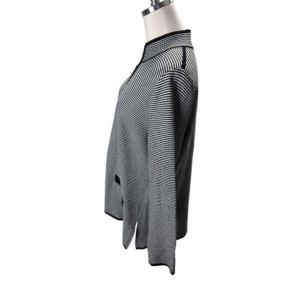 Exclusively Misook Jacket Women's Size Large Black White Stripes Zip Up - Picture 2 of 5